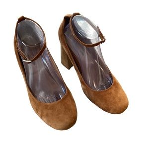 Jeffrey Campbell x Free People Size 10 Camel Colored Delta Heels w Ankle Strap